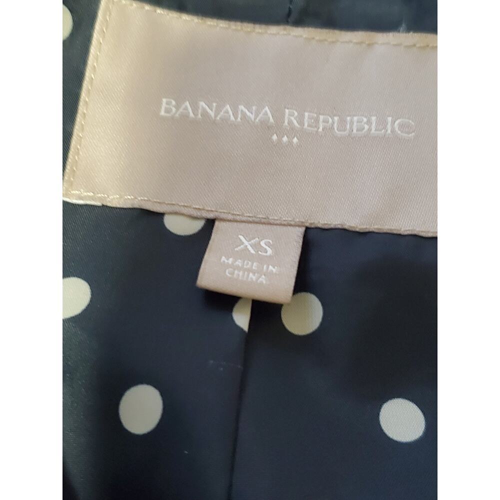 Banana Republic Quilted Belted Jacket XS True Navy Polka Dot Lining - Picture 10 of 12